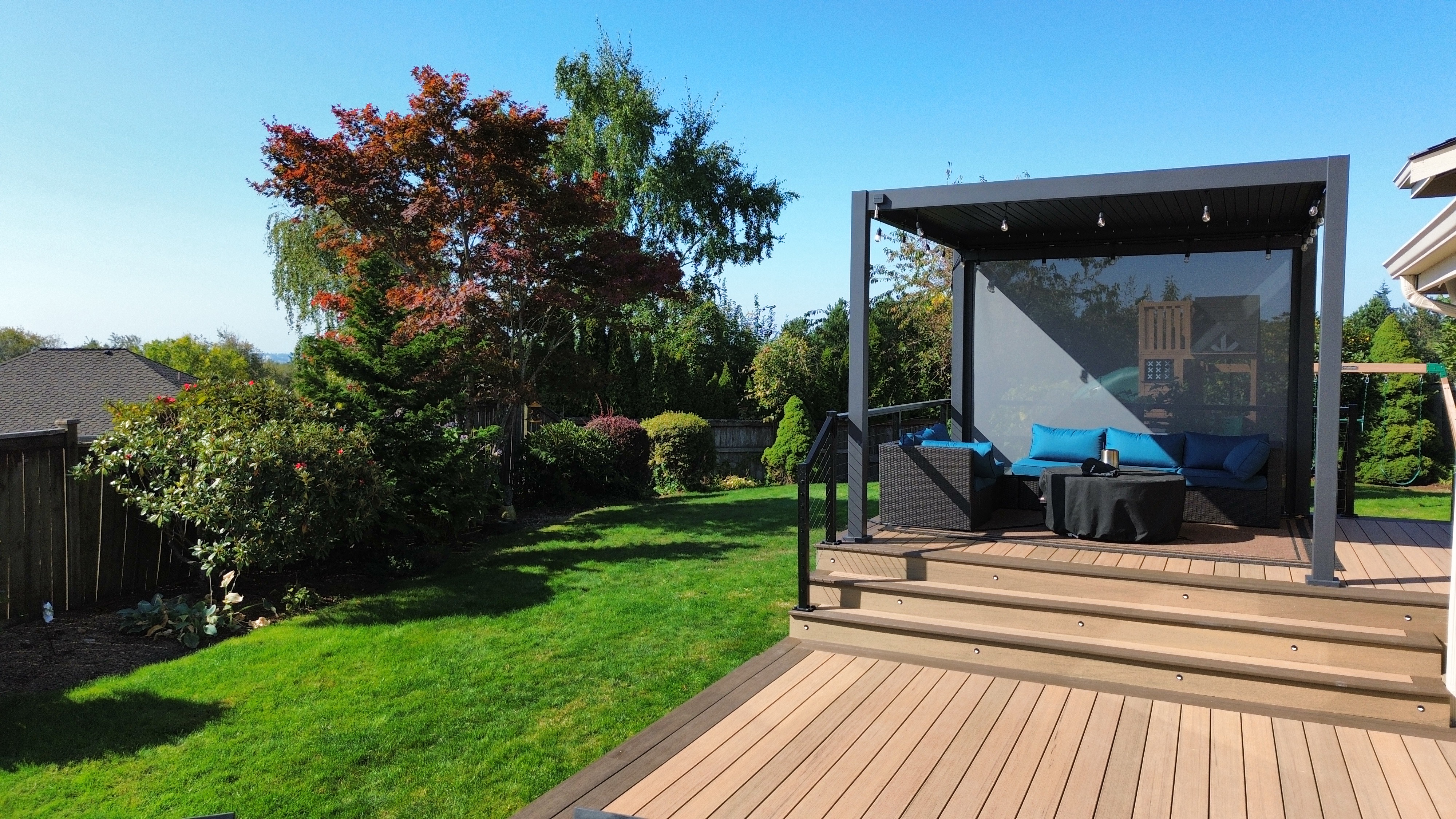 Custom step lighting on TimberTech deck