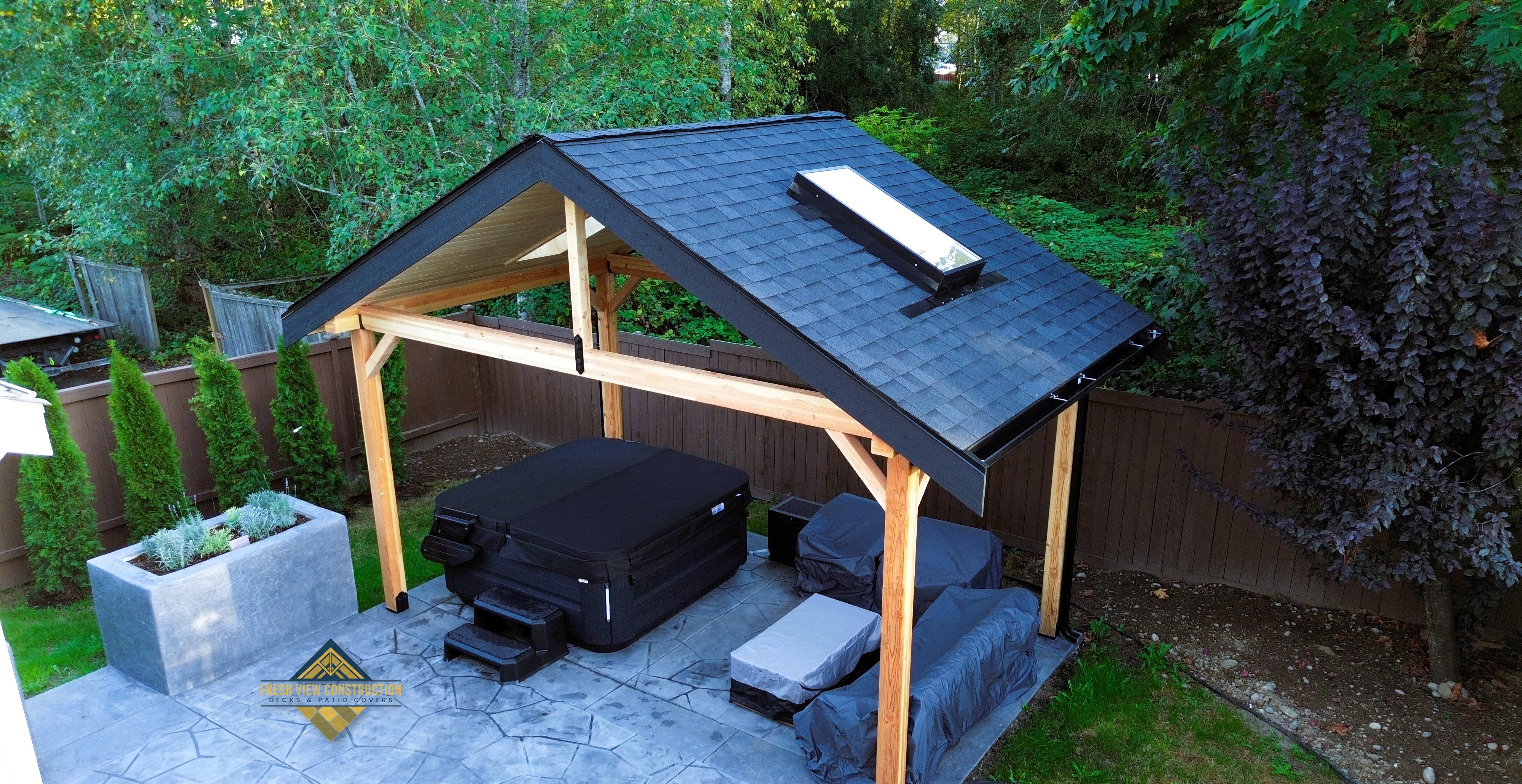 East Tacoma freestanding gable patio cover exterior view