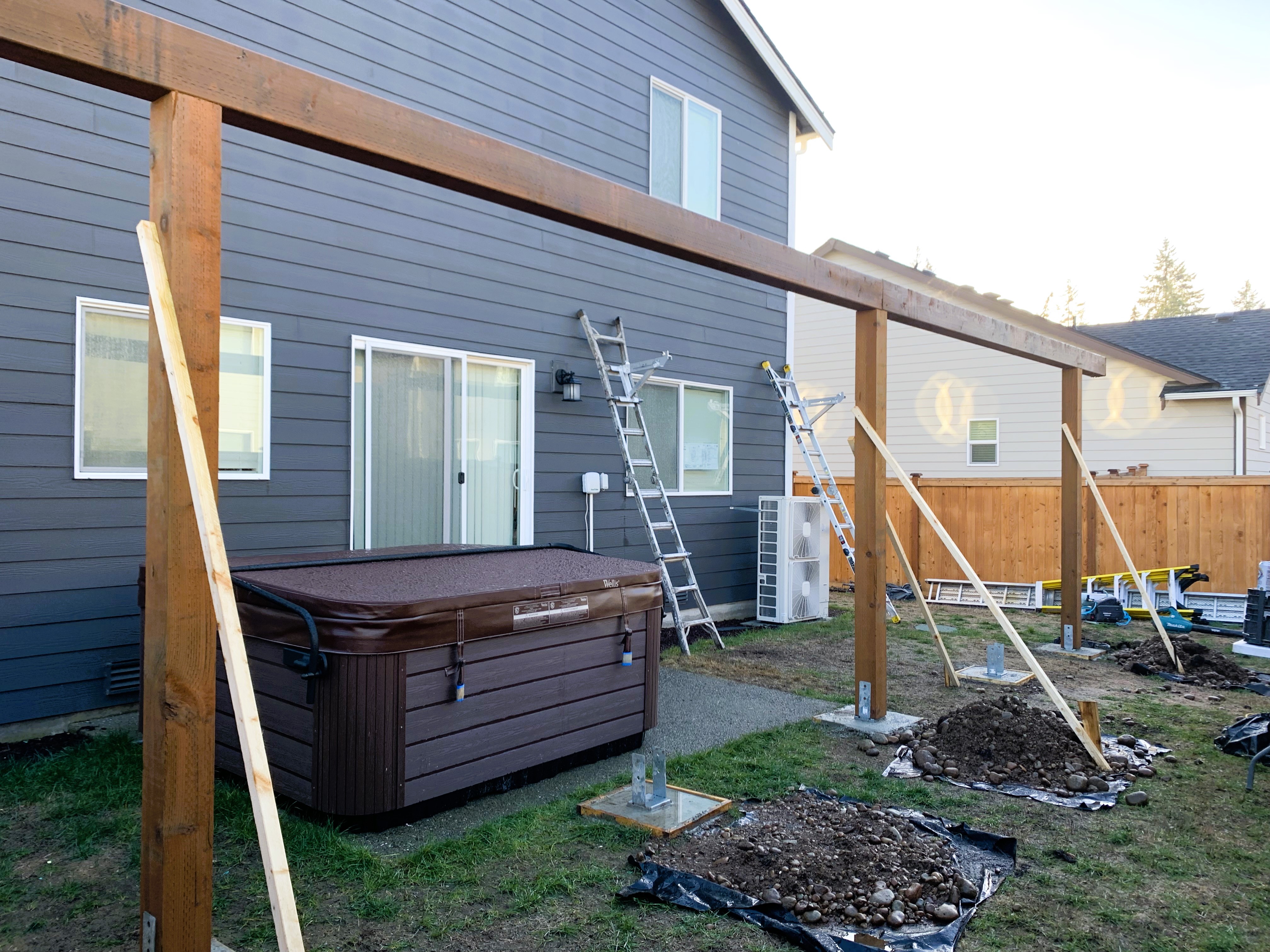 Finished North End covered deck with cedar ceiling and composite decking