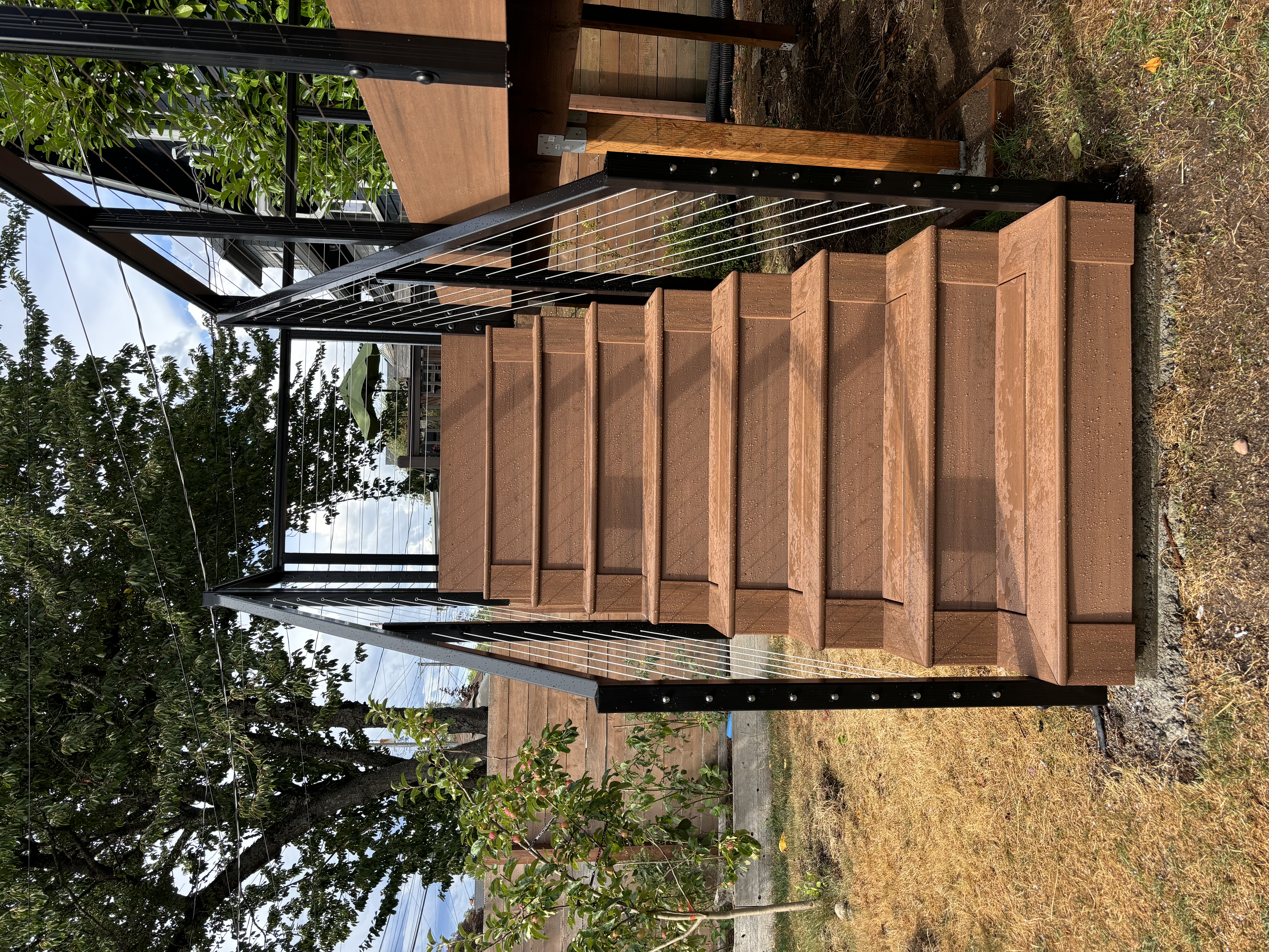 Wide view of TimberTech Mahogany PVC deck